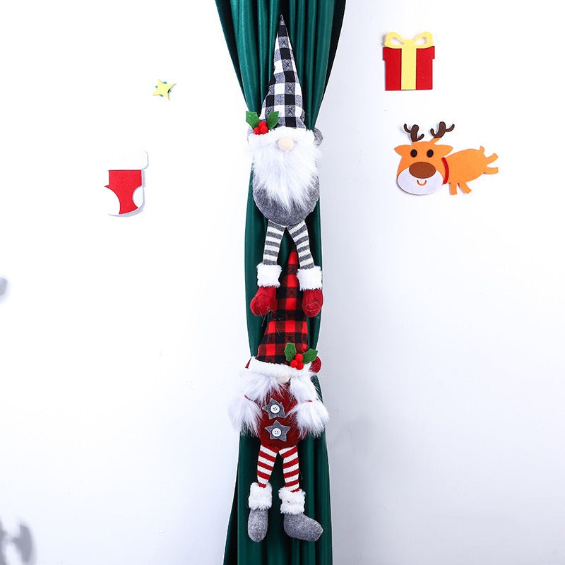 Christmas Decoration Supplies Forest Elderly Curtain Buckle Faceless Doll Doll Curtain Binding Rope Creative Door Hanging