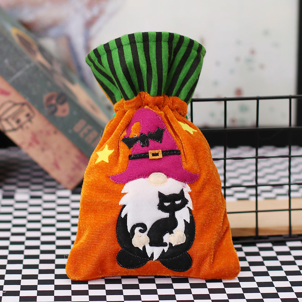 Halloween themed party decoration cartoon machine embroidered faceless doll drawstring bag kindergarten ghost festival candy gift bag