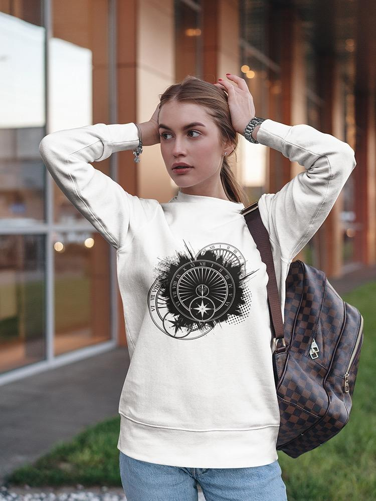 A Dark Astronomical Clock Sweatshirt Women's -Image by Shutterstock - fashion finesse accessories