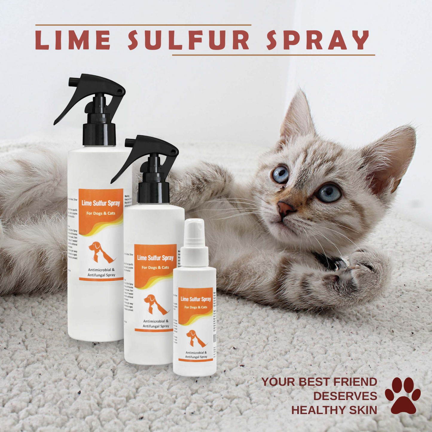 Healthy Paw Life - Lime Sulfur Spray - Pet Care for Dry and Itchy Skin - Spotcare and Safe Solution for Dog, Cat, Puppy, Kitten, Horse