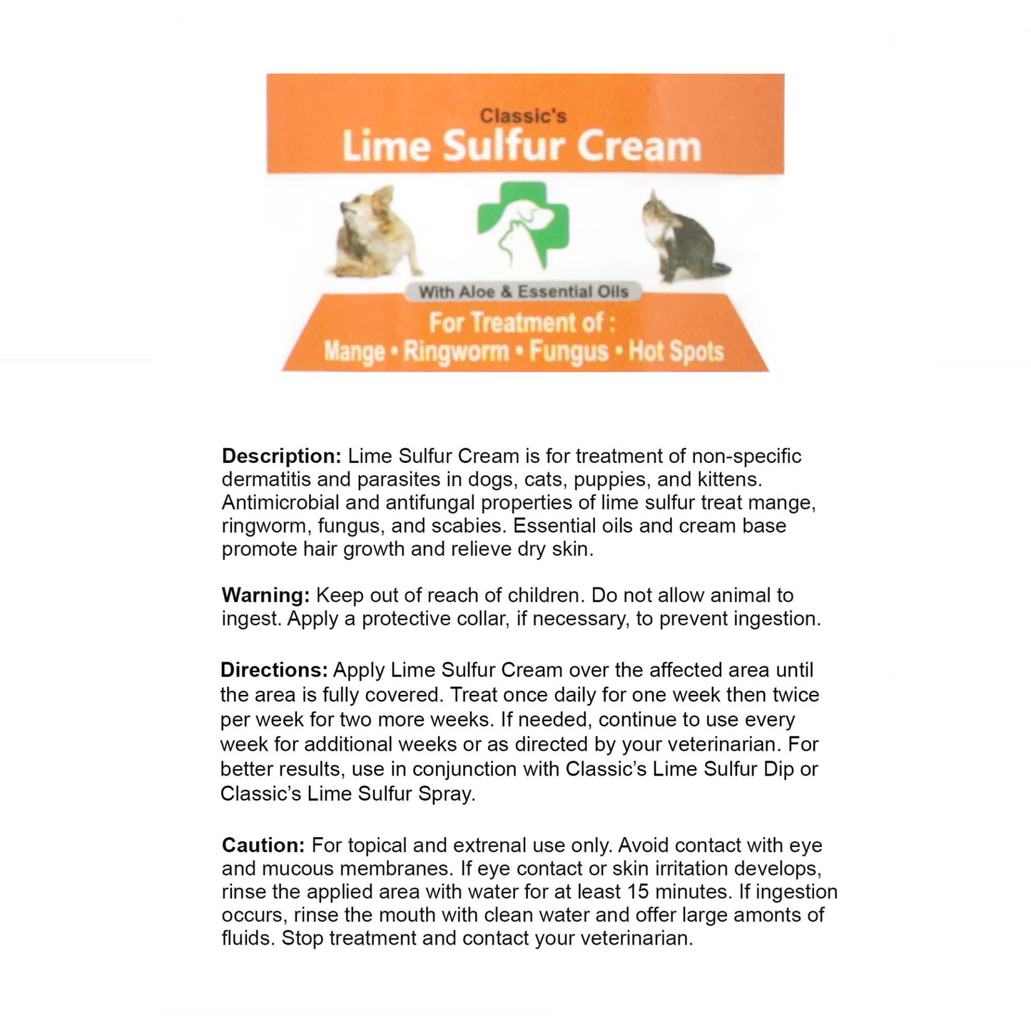 Lime Sulfur Pet Skin Cream and Spray - Effective Relief and Prevention for Itchy Skin