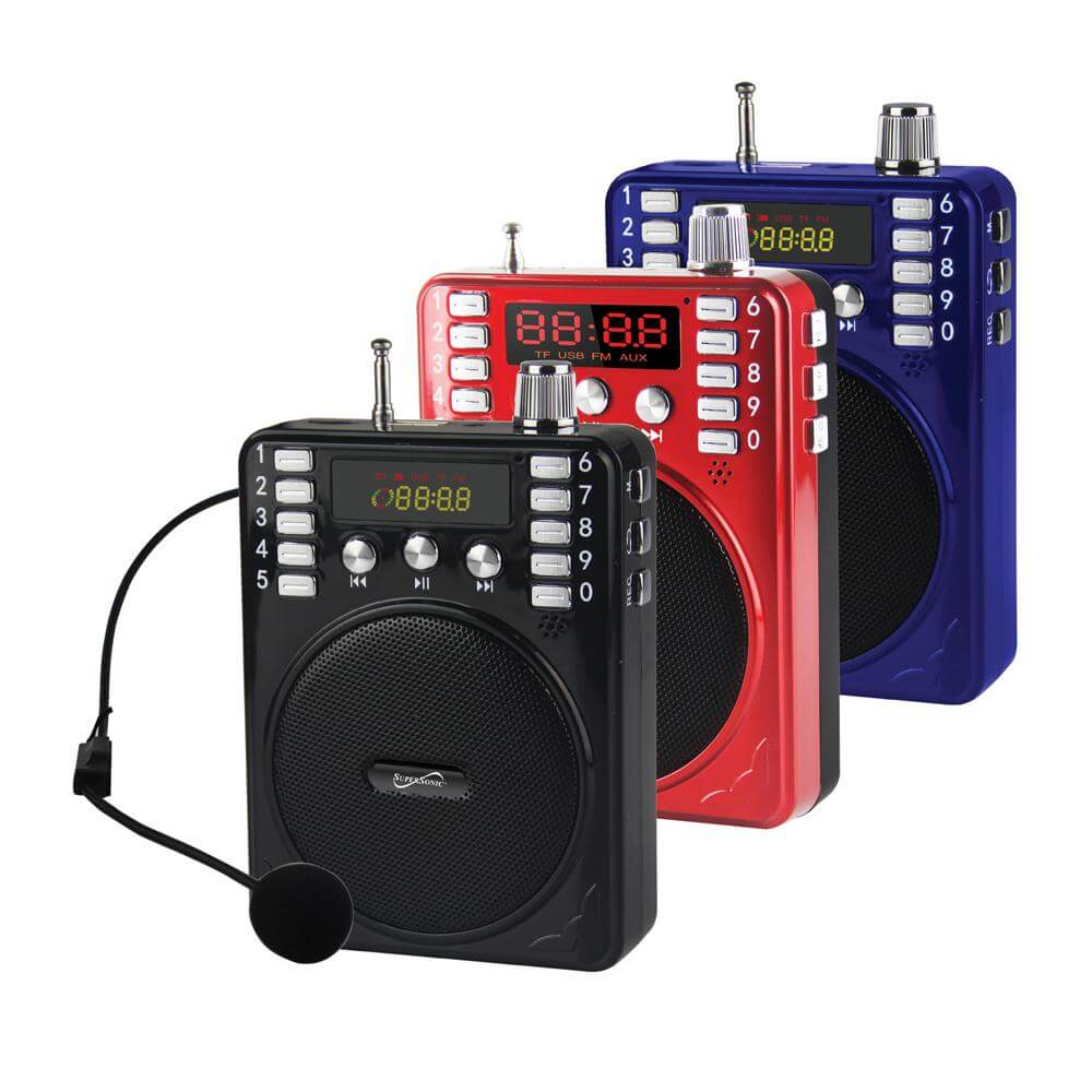 Supersonic Bluetooth Portable PA System - Lightweight, Wireless Connect, LED Display, FM Radio, USB/Micro SD/AUX Inputs, Karaoke, Rechargeable Batteries, Carrying Strap - Perfect for Parties, Presentations, and Outdoor Events