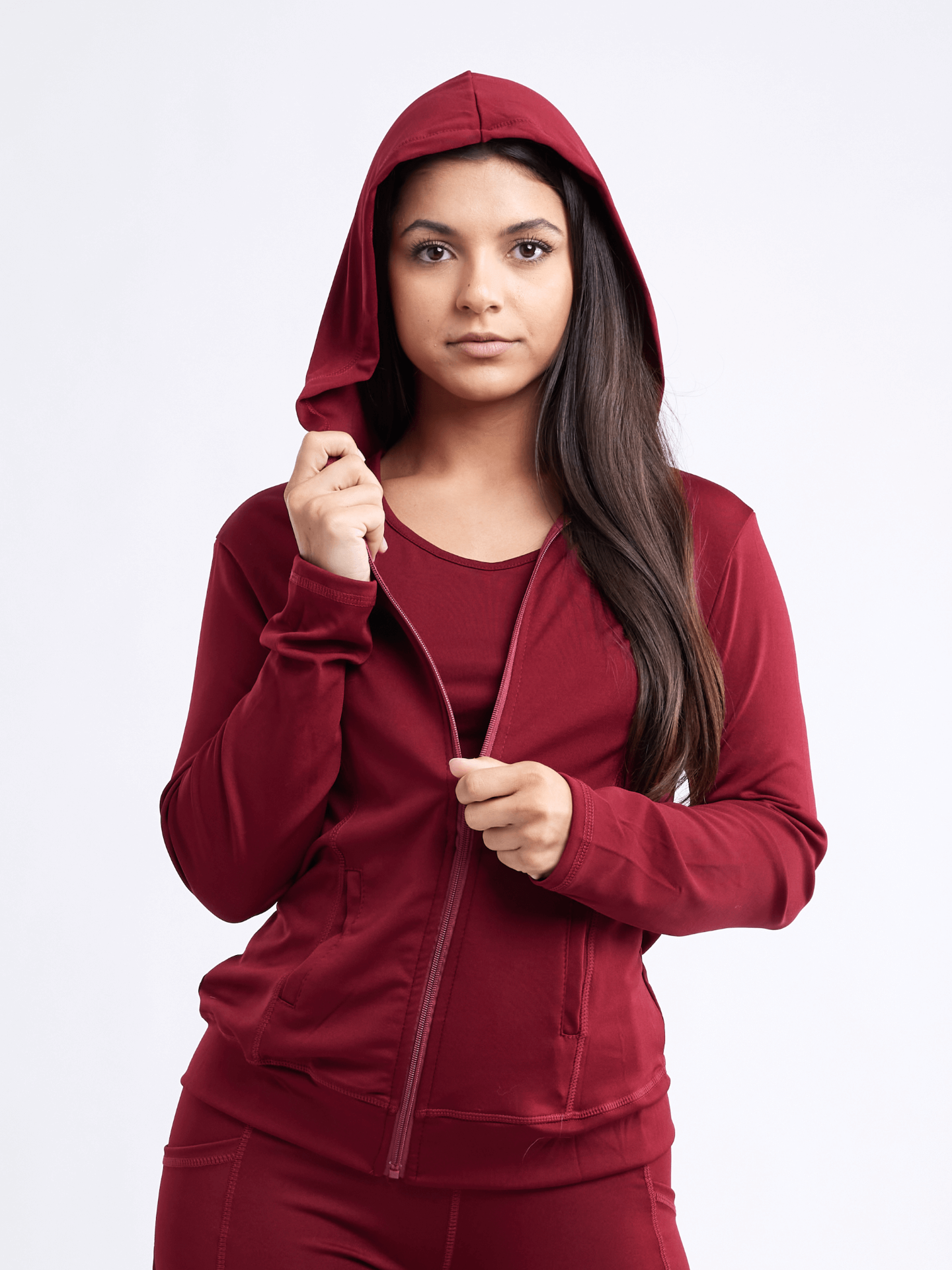 Shop the Athletic Fitted Zip-Up Hoodie Jacket with Pockets - Stay Comfortable and Stylish