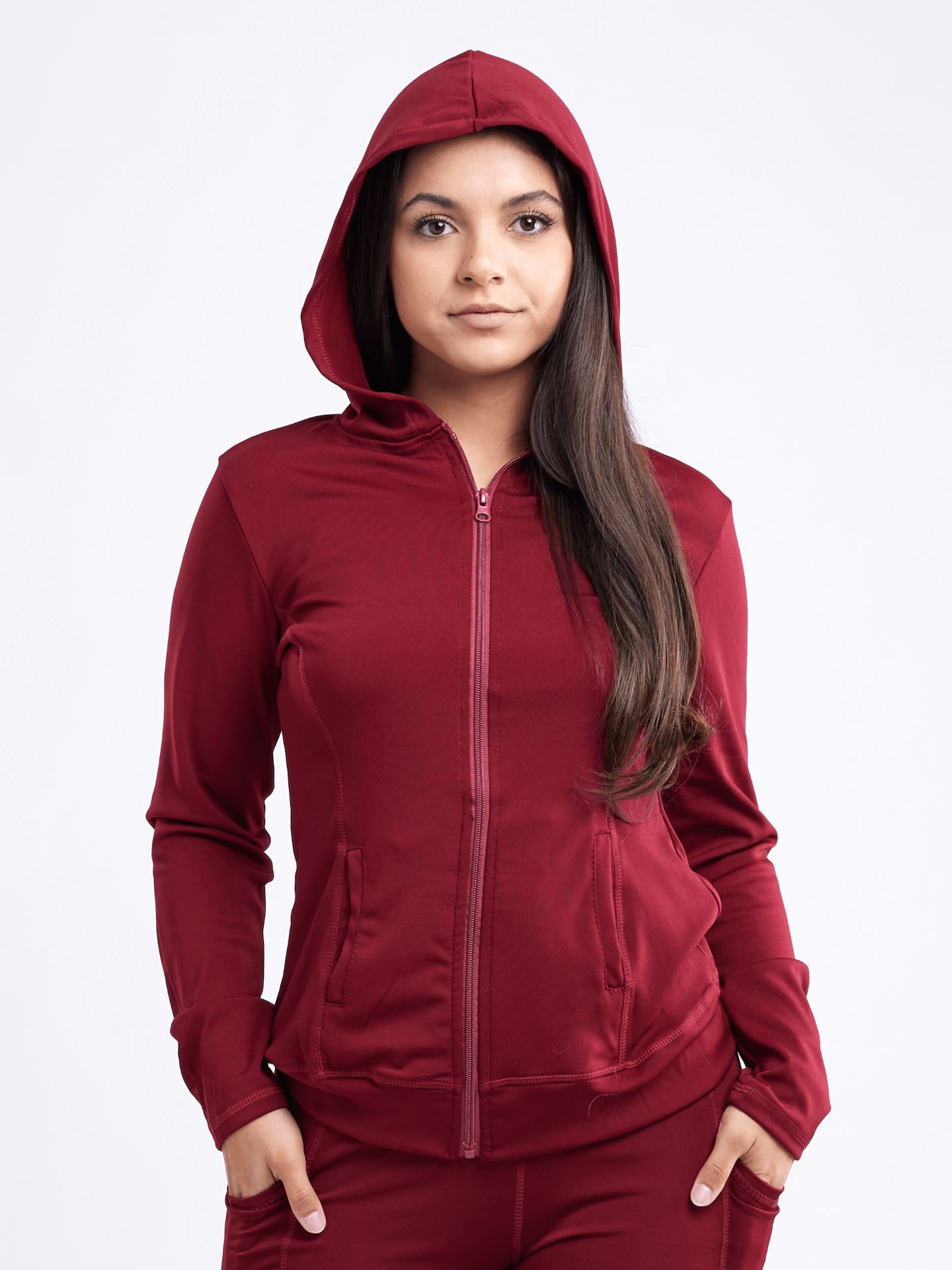 Shop the Athletic Fitted Zip-Up Hoodie Jacket with Pockets - Stay Comfortable and Stylish