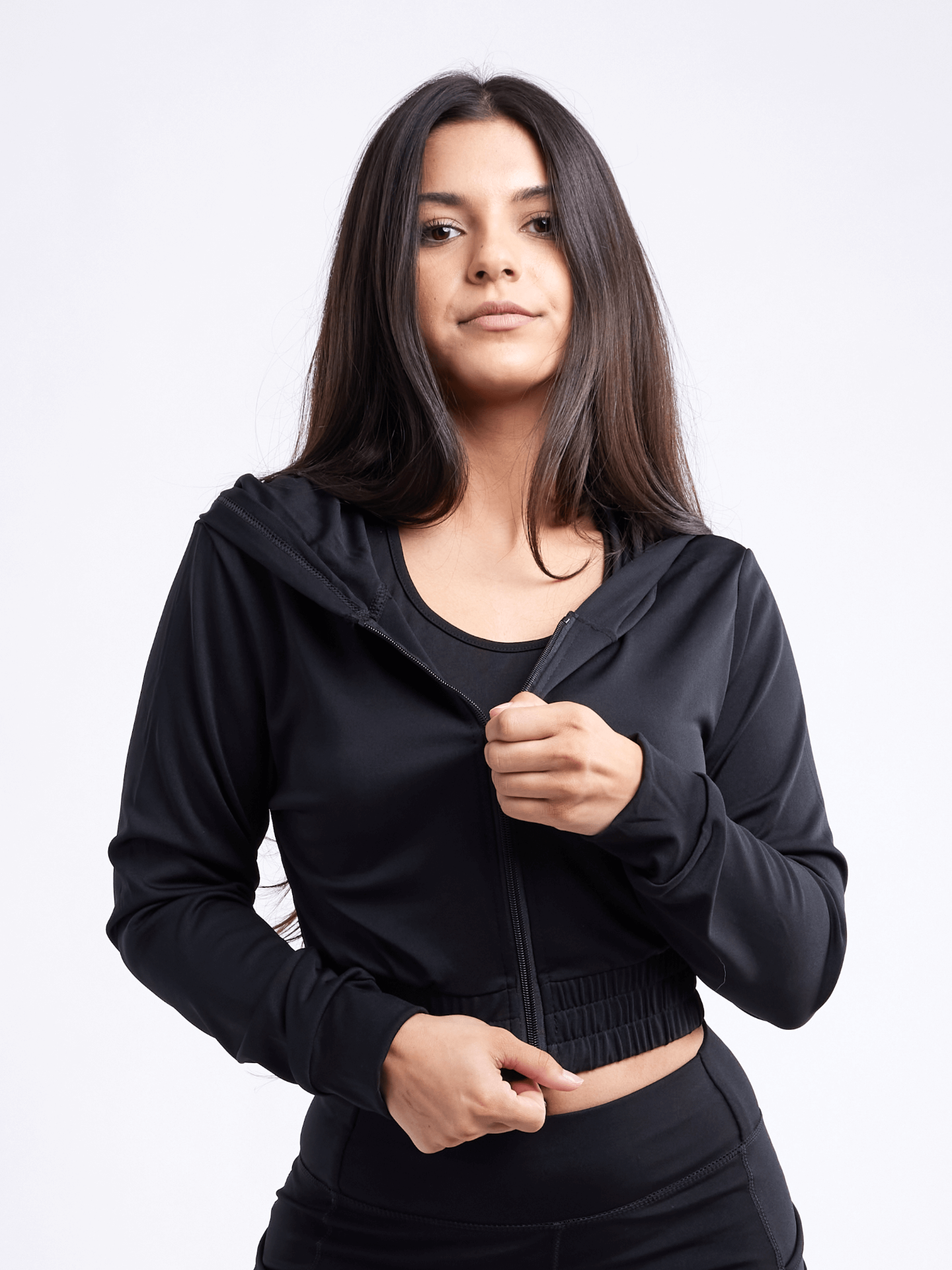 Athletic Zip-Up Crop Hoodie Jacket | Lightweight and Comfortable