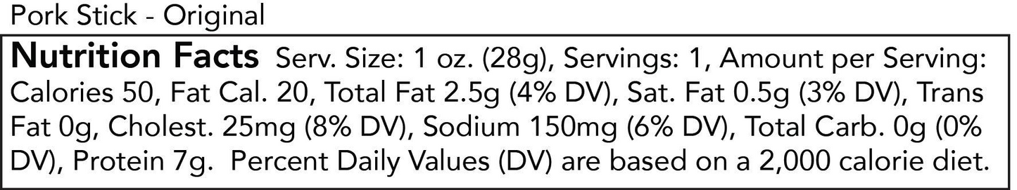 Craft Pork Snack Stick Sample (3 sticks total)