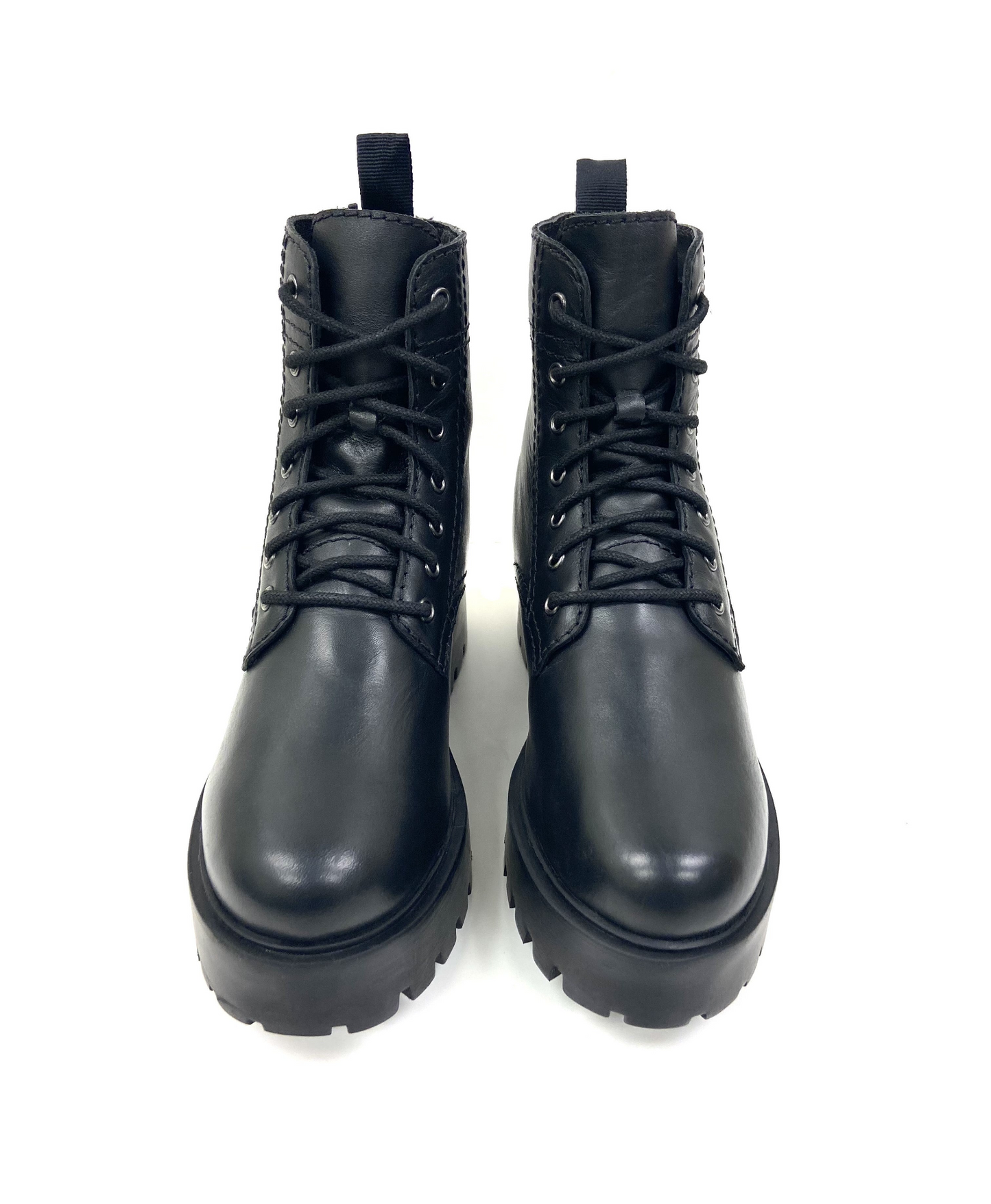 Alice Black Heeled Combat Boot