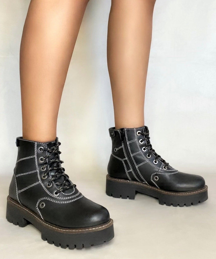 Anna Black Platform Combat Boot - Stylish, Durable, and Comfortable Footwear