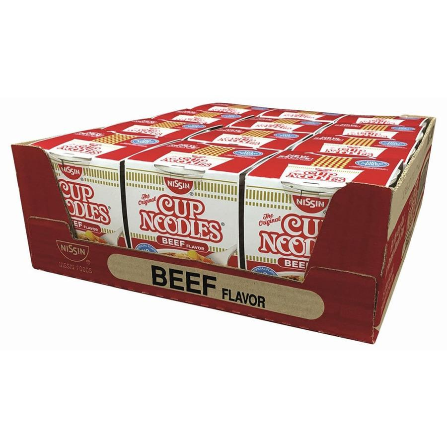 NISSIN FOODS Top Ramen Beef Flavor Cup Noodles - Beef - 2.25 oz - 12 / Carton