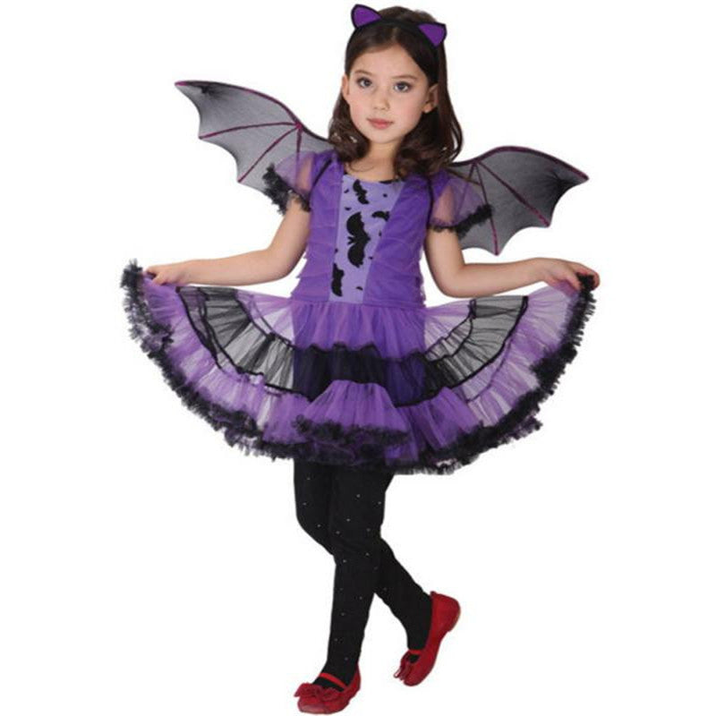 Halloween Fashion Toddler Kids Baby Girl Halloween Clothes Costume Dress+Hair Hoop+Bat Wing Outfit sep26