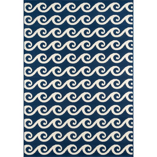 Contemporary Rectangle Area Rug, Navy, 7'10" X 10'10"