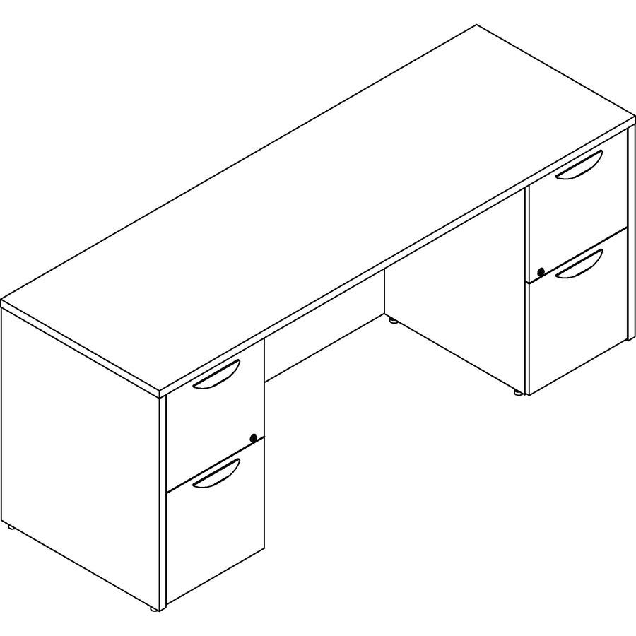 Lorell Prominence 2.0 Double-Pedestal Credenza - 72" x 24"29" , 1" Top - 2 x File Drawer(s) - Double Pedestal on Left/Right Side - Band Edge - Material: Particleboard - Finish: Thermofused Melamine (T