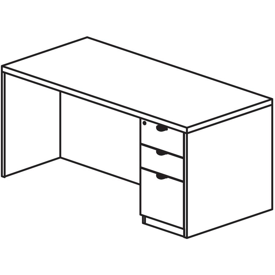 Lorell Prominence 2.0 3/4 Double-Pedestal Desk - 1" Top, 60" x 30"29" - 3 x File, Box Drawer(s) - Single Pedestal on Right Side - Band Edge - Material: Particleboard - Finish: Espresso Laminate, Therm