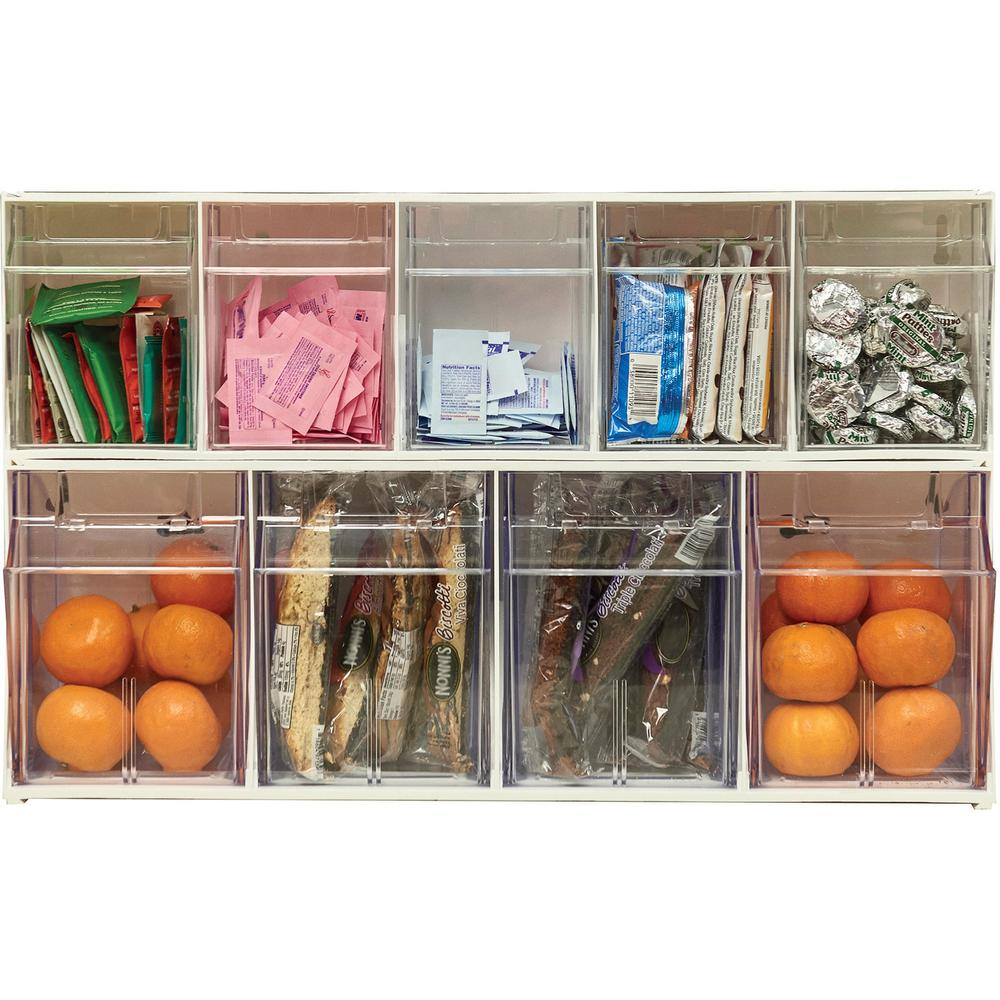 Deflecto Tilt Bin Interlocking Multi-Bin Storage Organizer - 4 Compartment(s)Desktop - White - 1 Each