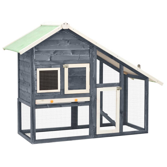 vidaXL Rabbit Hutch Gray and White 55.1"x24.8"x47.2" Solid Firwood