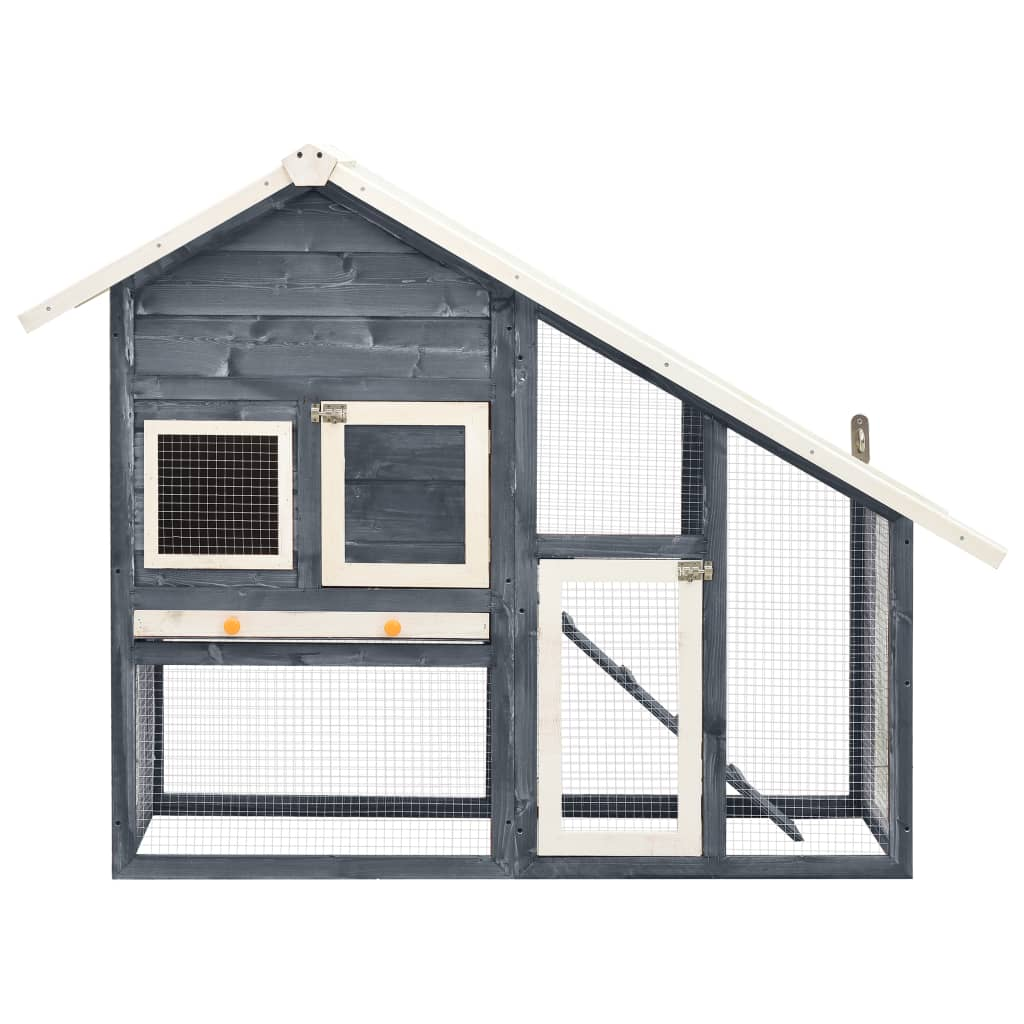 vidaXL Rabbit Hutch Gray and White 55.1"x24.8"x47.2" Solid Firwood