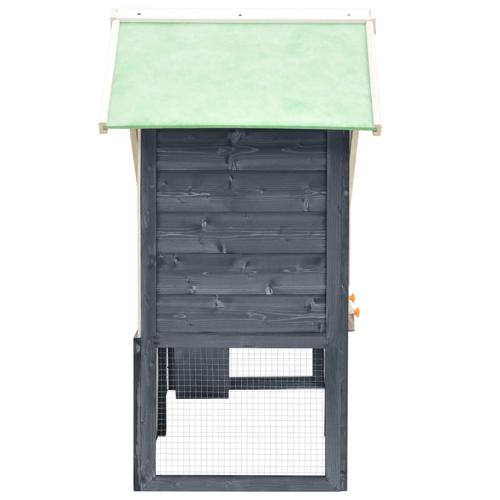 vidaXL Rabbit Hutch Gray and White 55.1"x24.8"x47.2" Solid Firwood