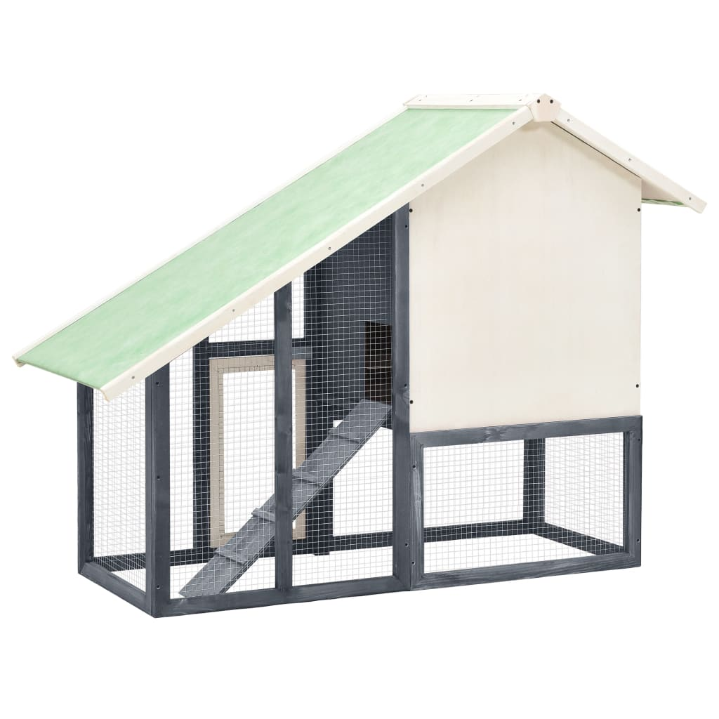 vidaXL Rabbit Hutch Gray and White 55.1"x24.8"x47.2" Solid Firwood