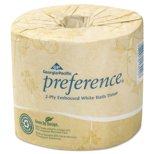 Pacific Blue Select Standard Roll Embossed Toilet Paper - 2 Ply - 4" x 4.05" - 550 Sheets/Roll - White - 80 / Carton