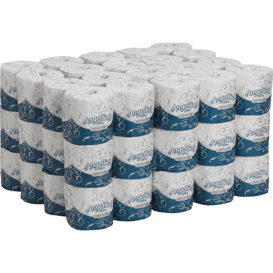 Angel Soft Ultra Professional Series Embossed Toilet Paper - 2 Ply - 4.05" x 4.50" - 400 Sheets/Roll - White - 60 / Carton