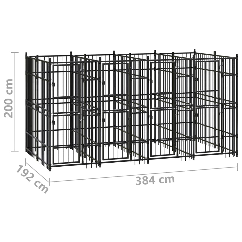 vidaXL Outdoor Dog Kennel Steel 79.3 ft²