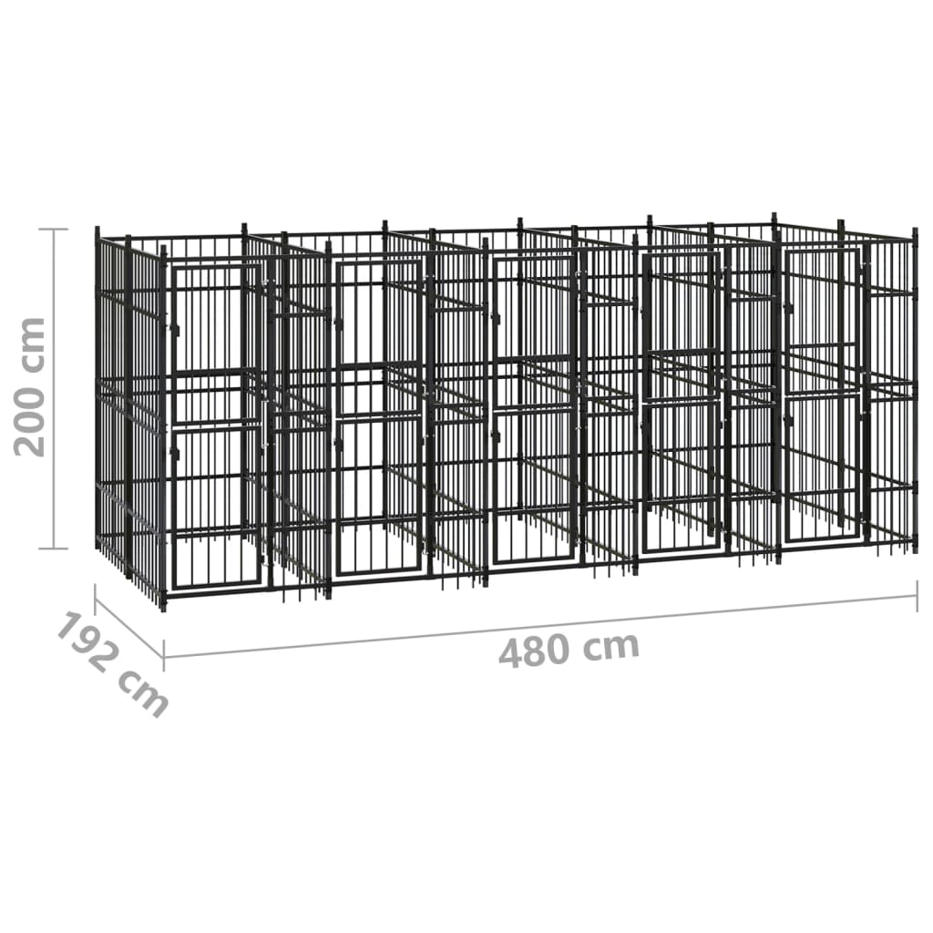 vidaXL Outdoor Dog Kennel Steel 99.2 ft²