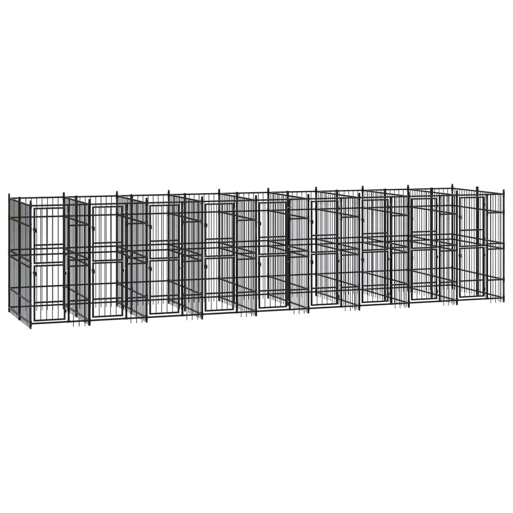 vidaXL Outdoor Dog Kennel Steel 178.6 ft²