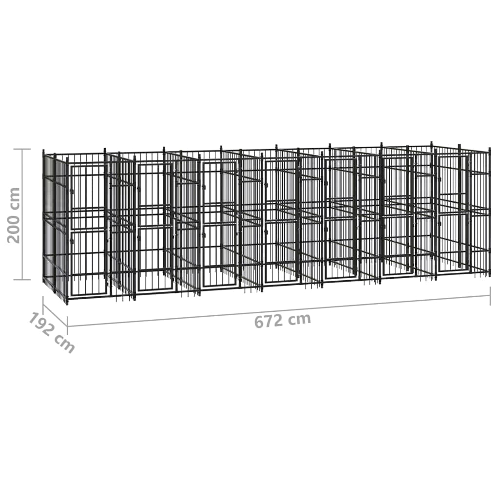 vidaXL Outdoor Dog Kennel Steel 138.9 ft²