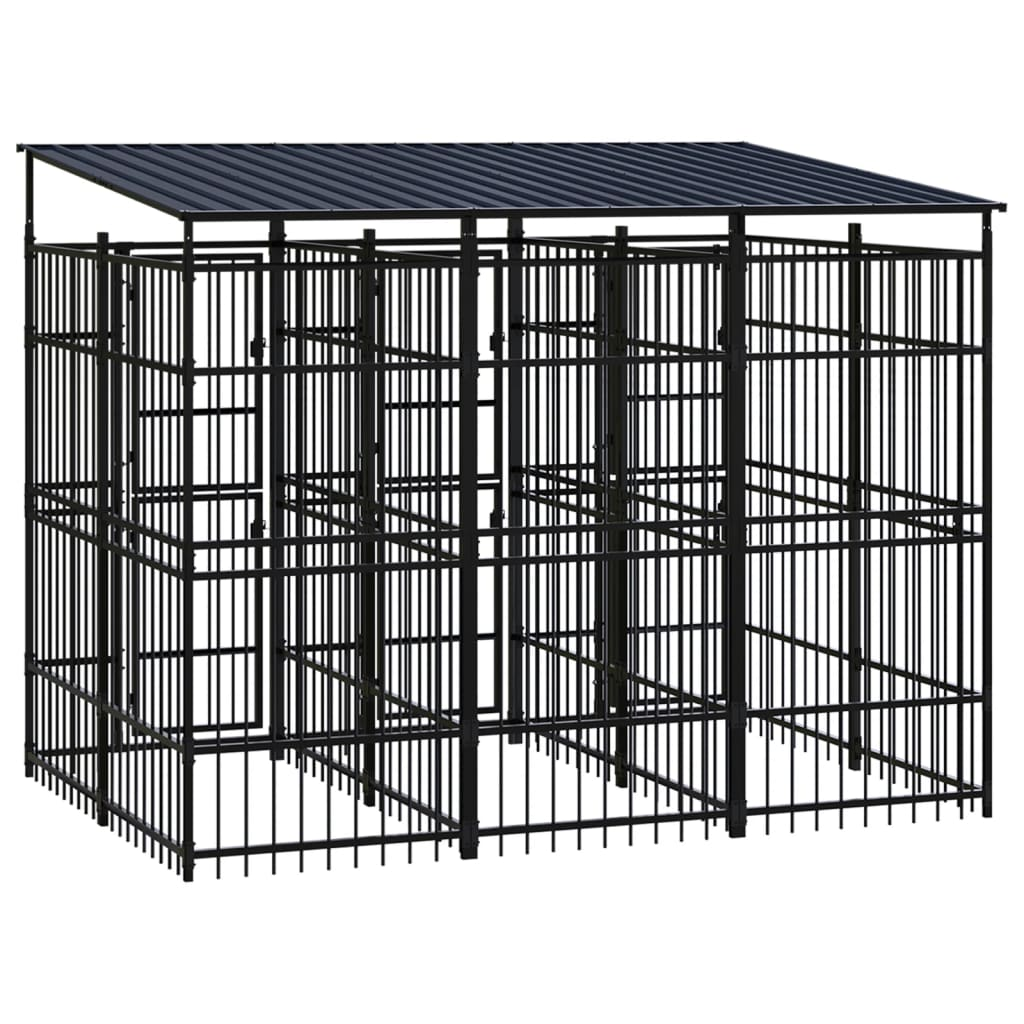 vidaXL Outdoor Dog Kennel with Roof Steel 59.5 ft²