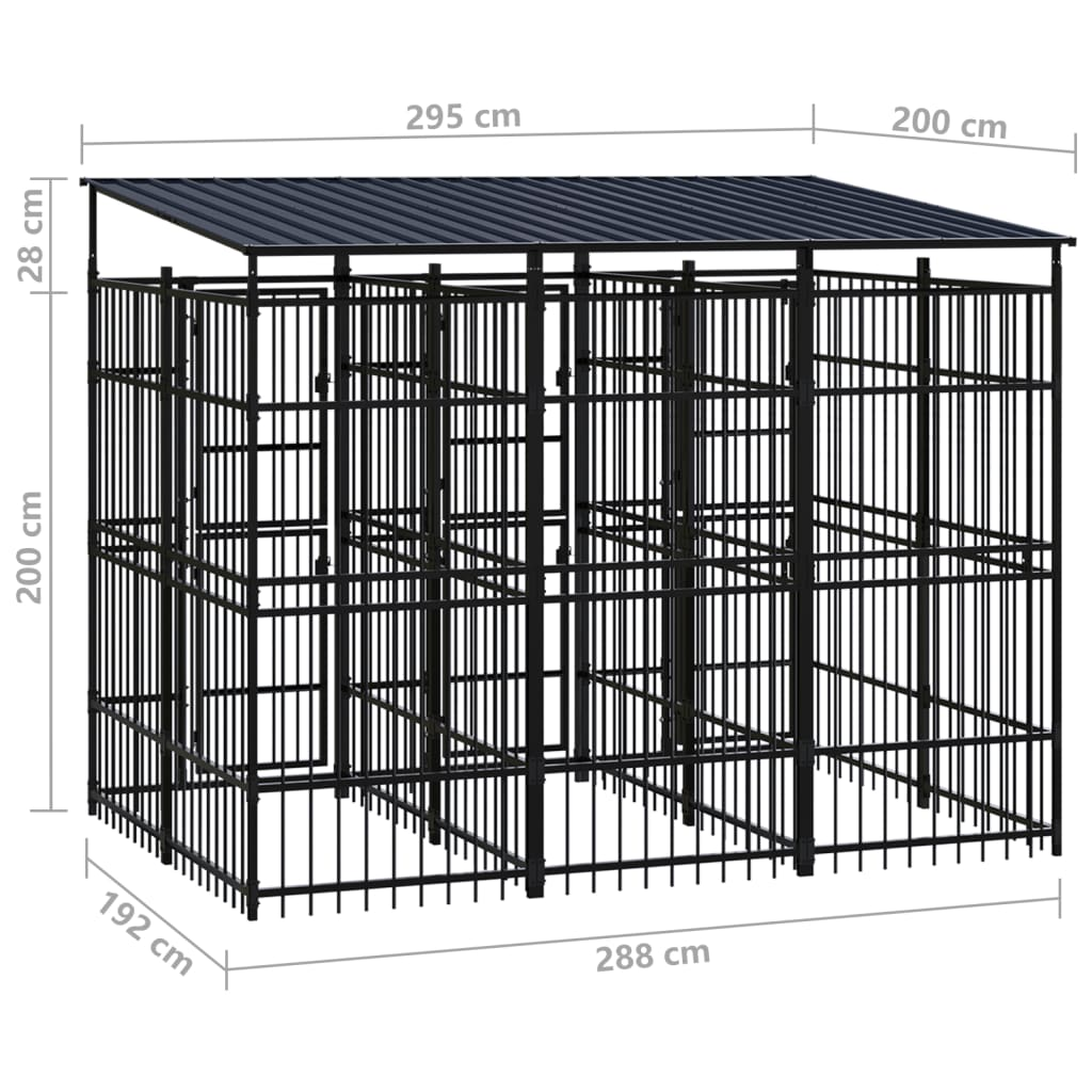 vidaXL Outdoor Dog Kennel with Roof Steel 59.5 ft²