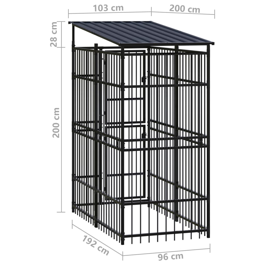 vidaXL Outdoor Dog Kennel with Roof Steel 19.8 ft²