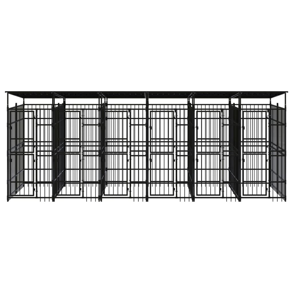 vidaXL Outdoor Dog Kennel with Roof Steel 119 ft²