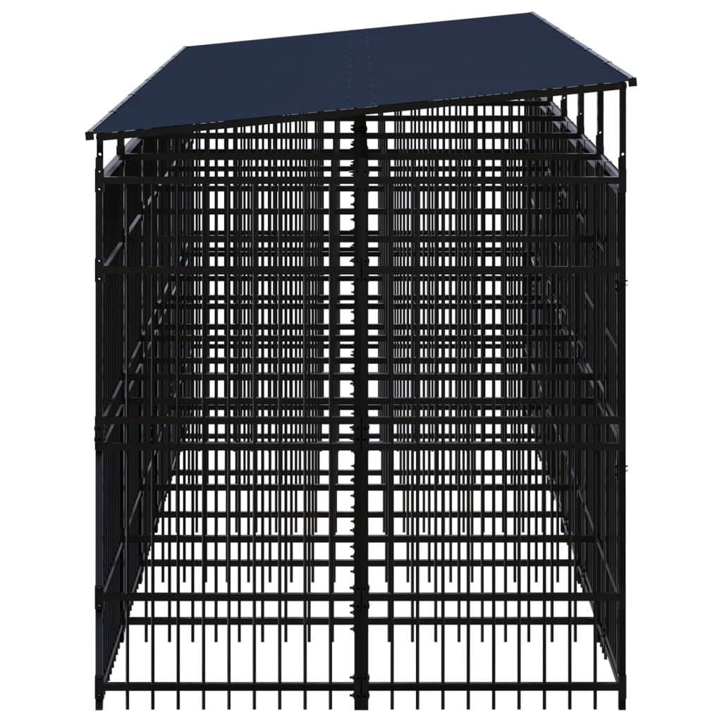 vidaXL Outdoor Dog Kennel with Roof Steel 119 ft²