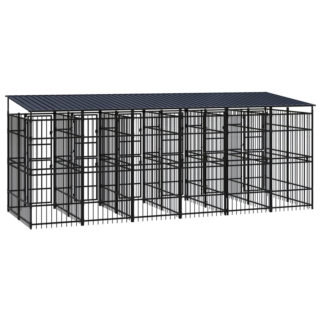 vidaXL Outdoor Dog Kennel with Roof Steel 119 ft²