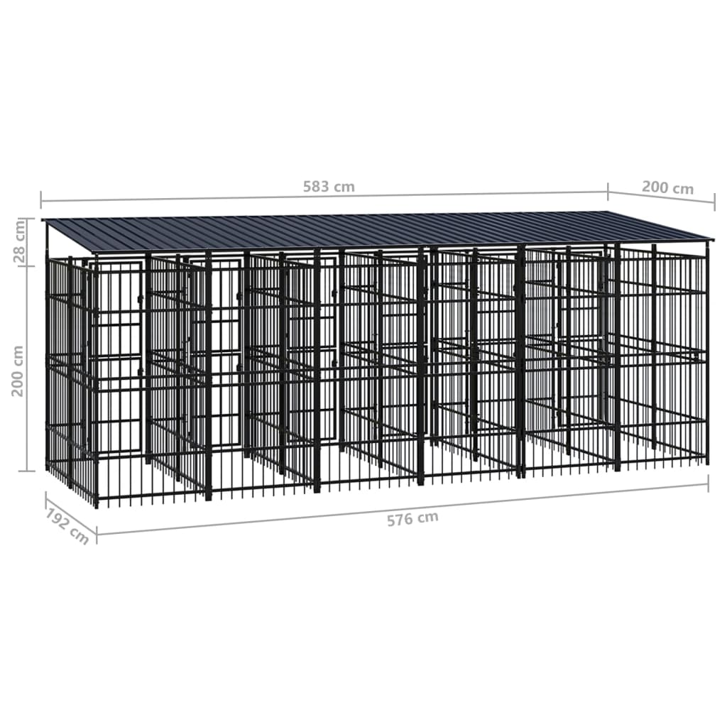 vidaXL Outdoor Dog Kennel with Roof Steel 119 ft²