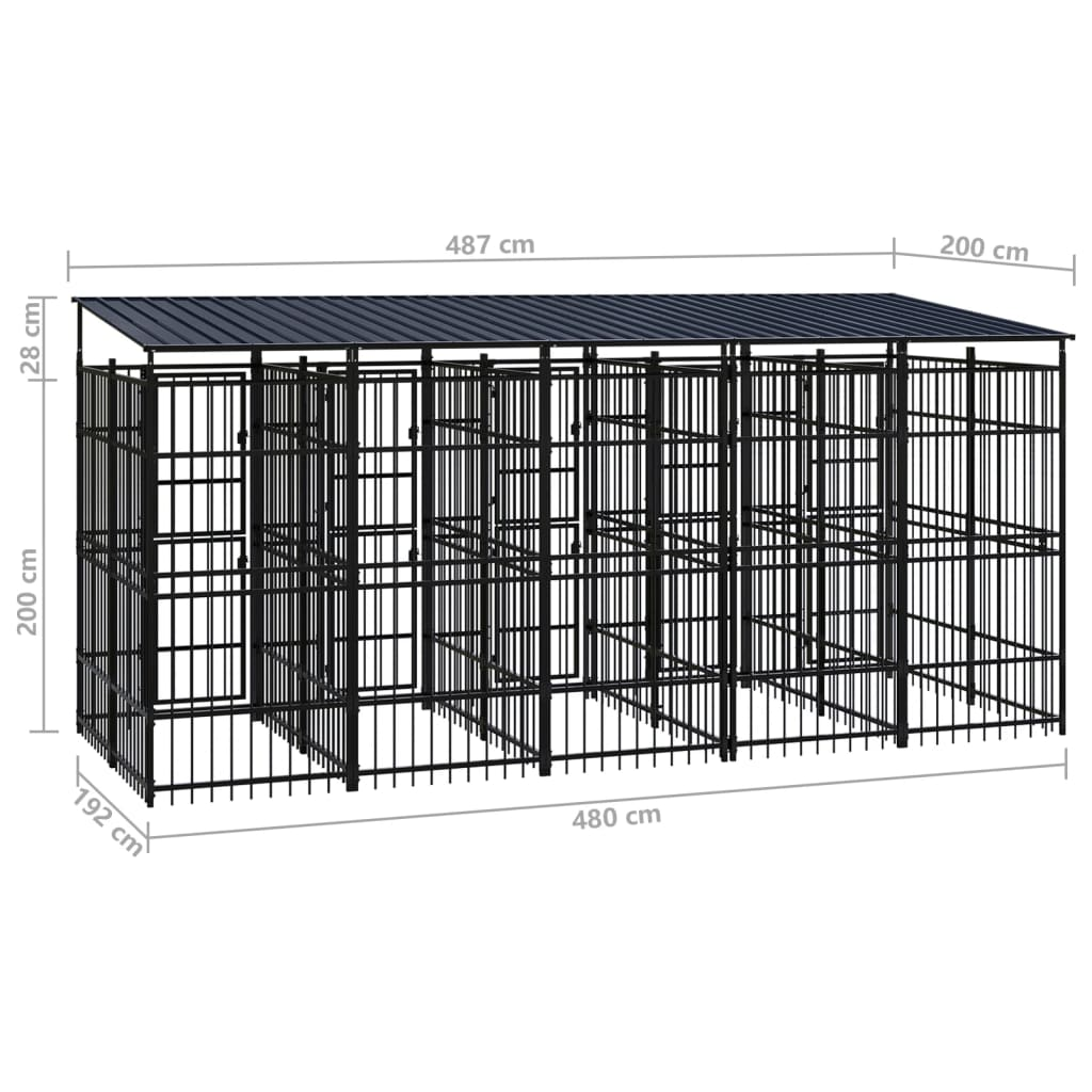 vidaXL Outdoor Dog Kennel with Roof Steel 99.2 ft²