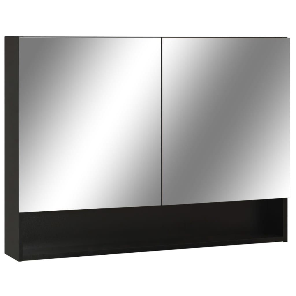 vidaXL LED Bathroom Mirror Cabinet Black 31.5"x5.9"x23.6" MDF