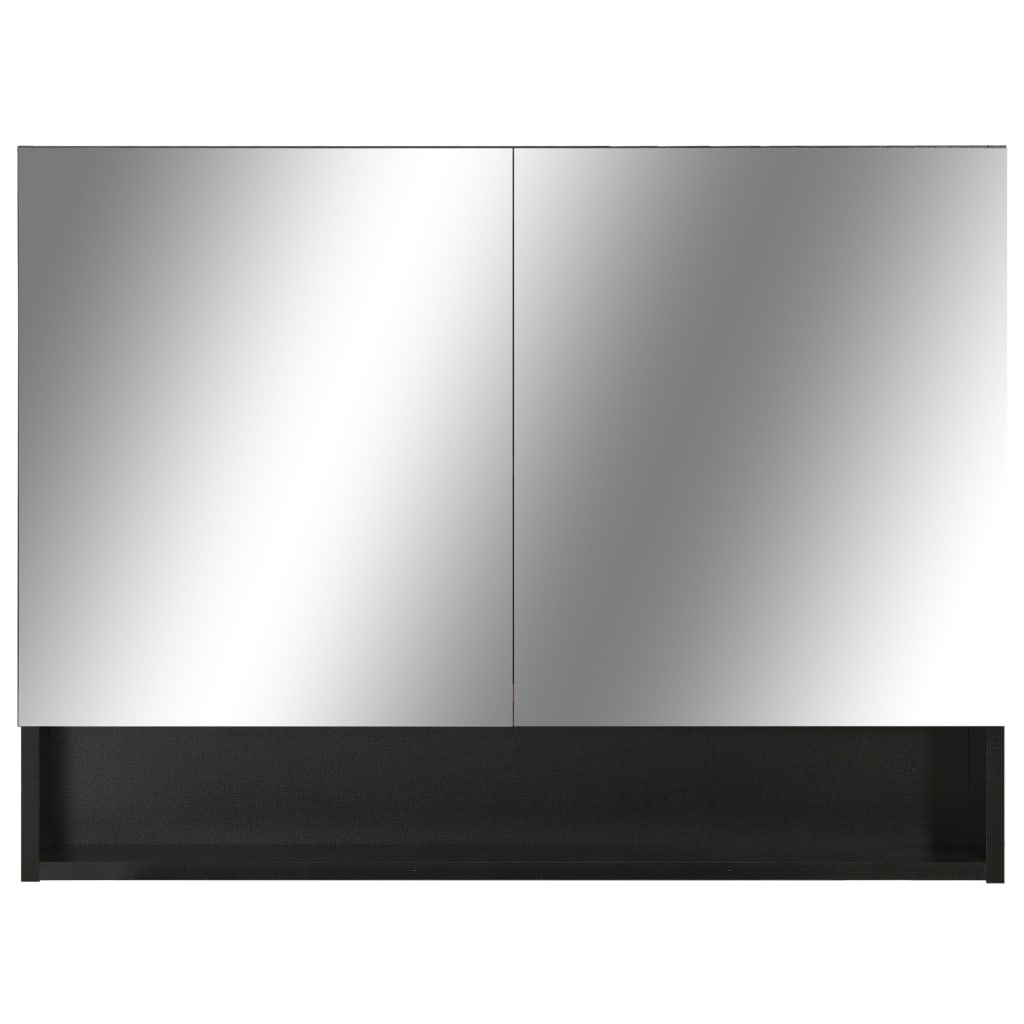 vidaXL LED Bathroom Mirror Cabinet Black 31.5"x5.9"x23.6" MDF