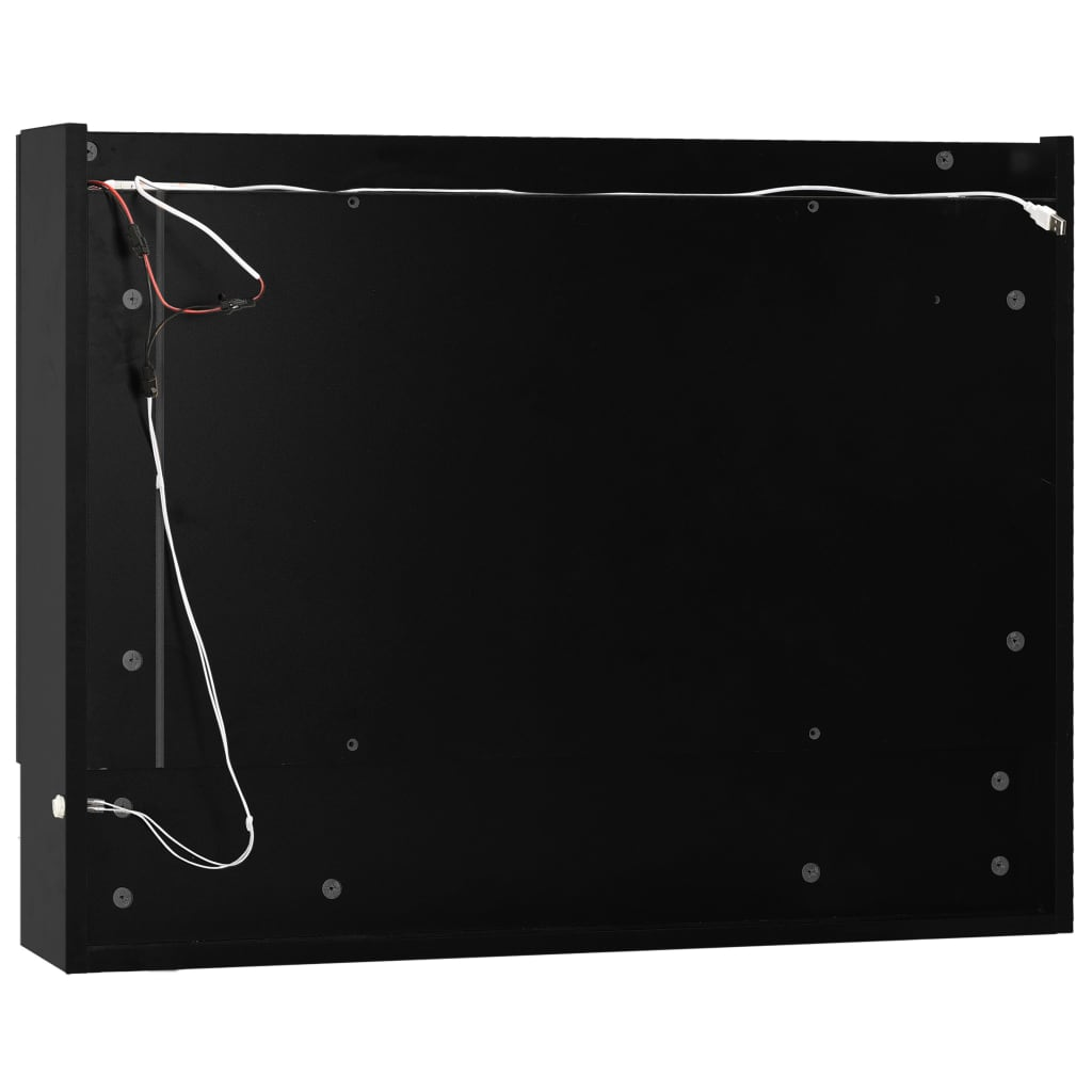 vidaXL LED Bathroom Mirror Cabinet Black 31.5"x5.9"x23.6" MDF