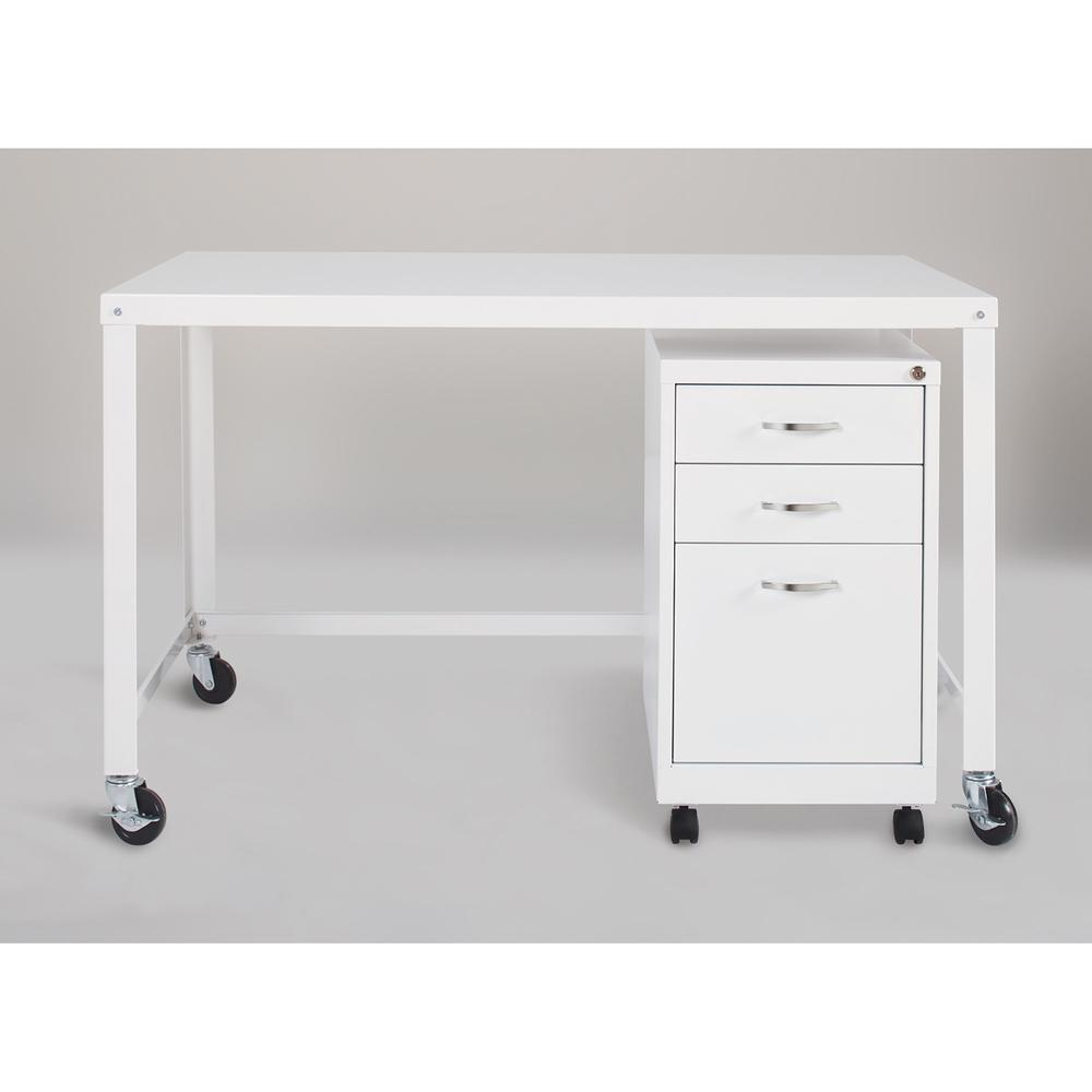 Lorell SOHO Personal Mobile Desk - Rectangle Top - 48" Table Top Width x 23" Table Top Depth - 29.50" HeightAssembly Required - White - 1 Each