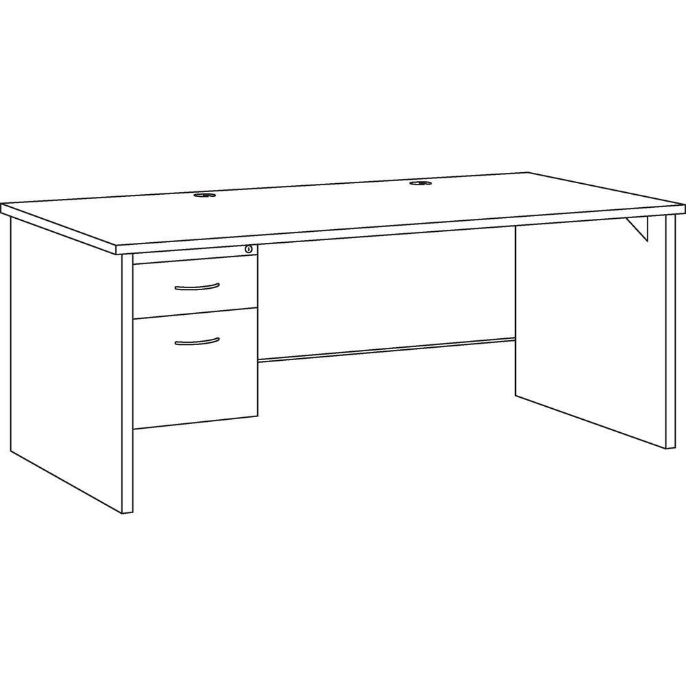 Lorell Fortress Modular Series Left-Pedestal Desk - 72" x 36" , 1.1" Top - 2 x Box, File Drawer(s) - Single Pedestal on Left Side - Material: Steel - Finish: Mahogany Laminate, Charcoal - Scratch Resi