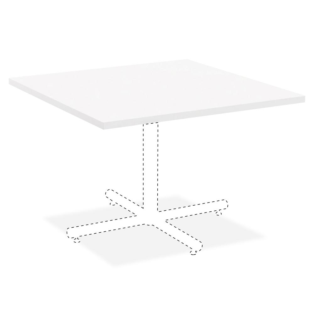 Lorell Hospitality Collection Tabletop - High Pressure Laminate (HPL) Square, White Top - 36" Table Top Width x 36" Table Top Depth x 1" Table Top Thickness - Assembly Required - Thermofused Laminate