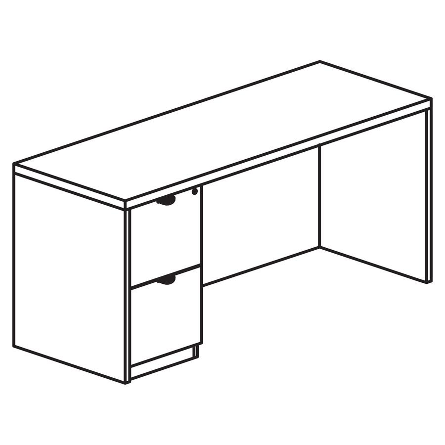 Lorell Prominence 2.0 Left-Pedestal Credenza - 72" x 24"29" , 1" Top - 2 x File Drawer(s) - Single Pedestal on Left Side - Band Edge - Material: Particleboard - Finish: Thermofused Melamine (TFM)