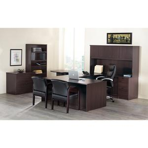 Lorell Prominence 2.0 3/4 Double-Pedestal Desk - 1" Top, 60" x 30"29" - 3 x File, Box Drawer(s) - Single Pedestal on Right Side - Band Edge - Material: Particleboard - Finish: Espresso Laminate, Therm