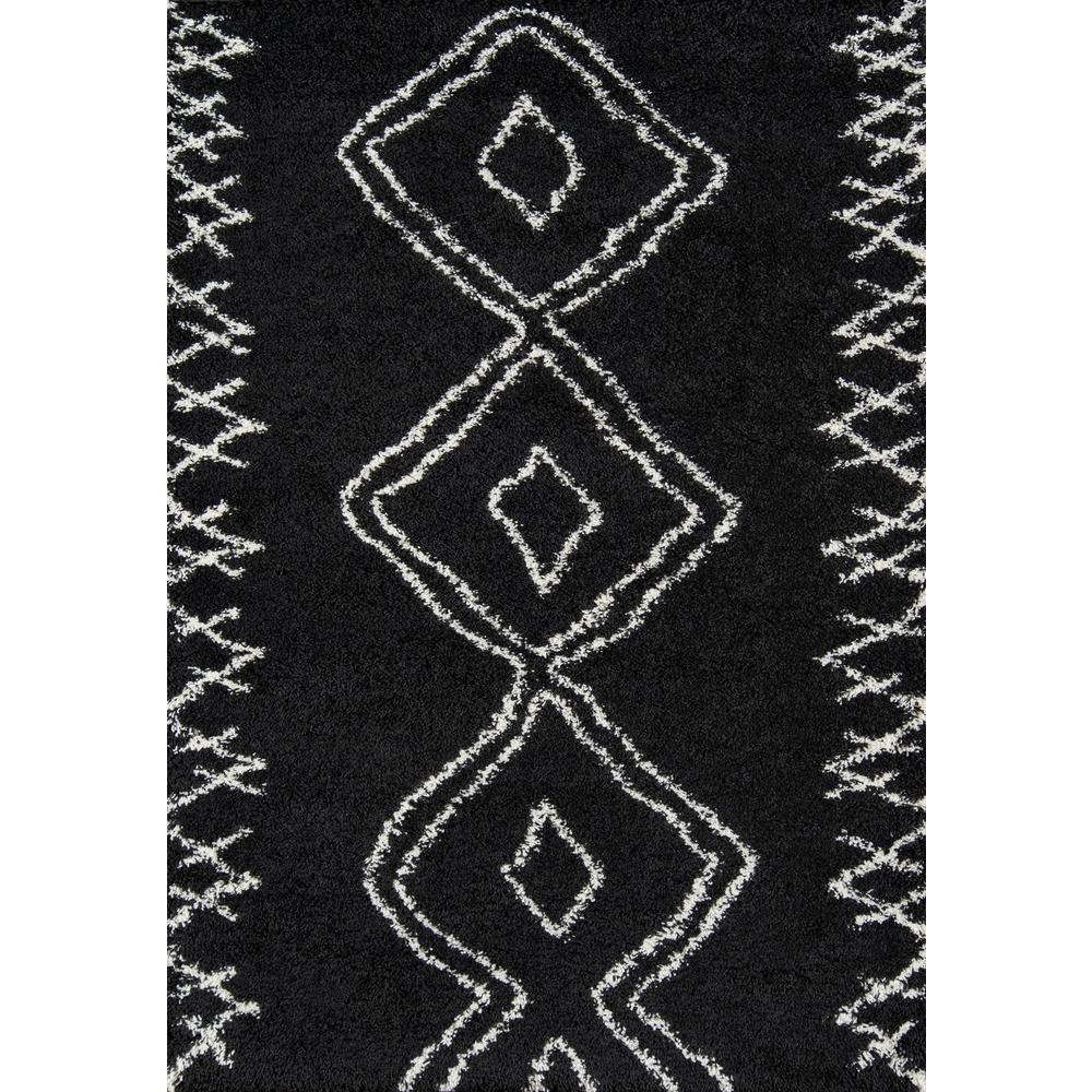 Contemporary Rectangle Area Rug, Black, 9'3" X 12'6"