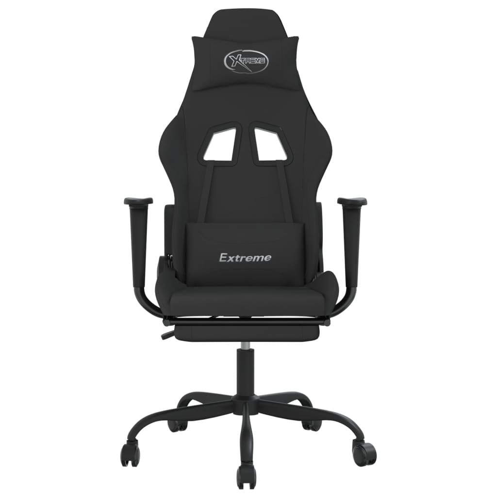 vidaXL Massage Gaming Chair with Footrest Black Fabric