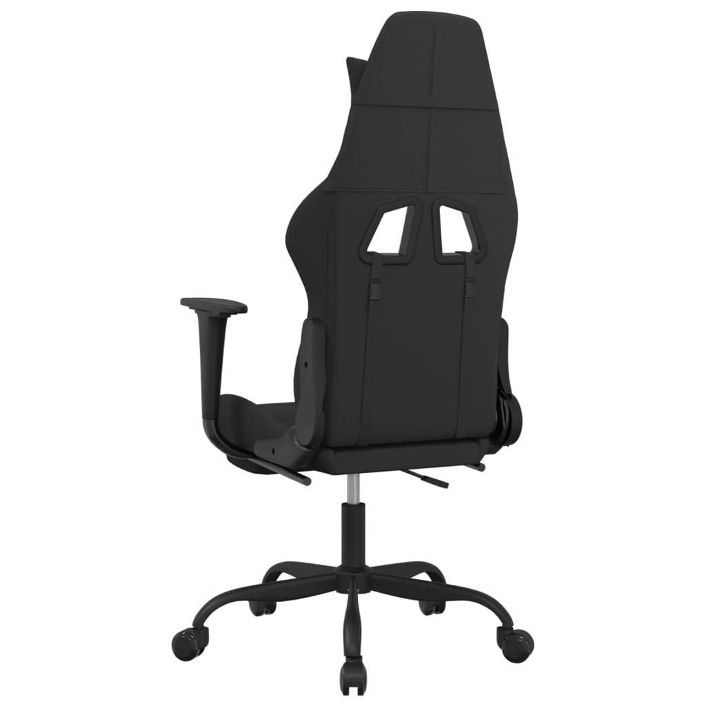 vidaXL Massage Gaming Chair with Footrest Black Fabric