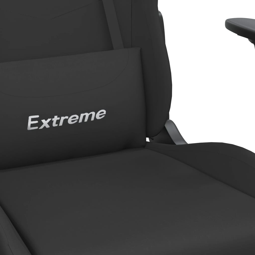 vidaXL Massage Gaming Chair with Footrest Black Fabric