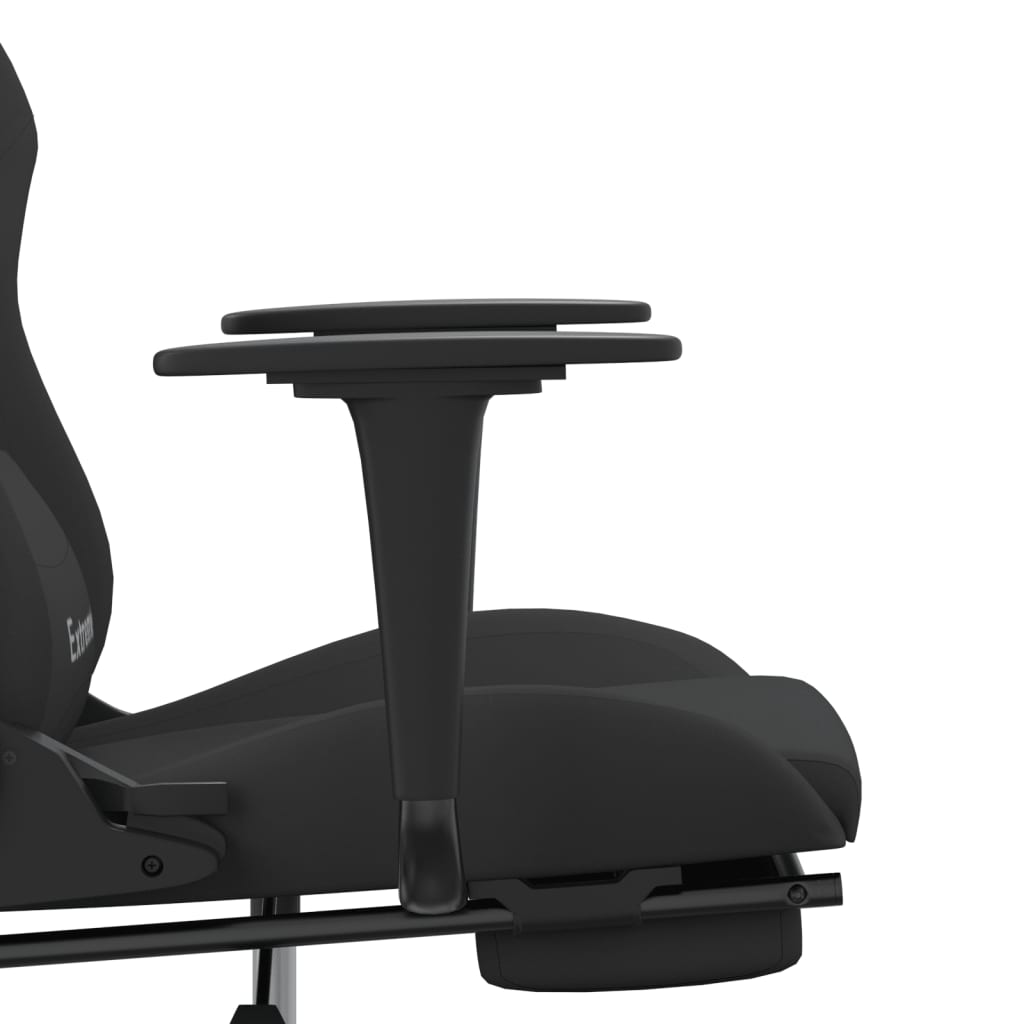 vidaXL Massage Gaming Chair with Footrest Black Fabric