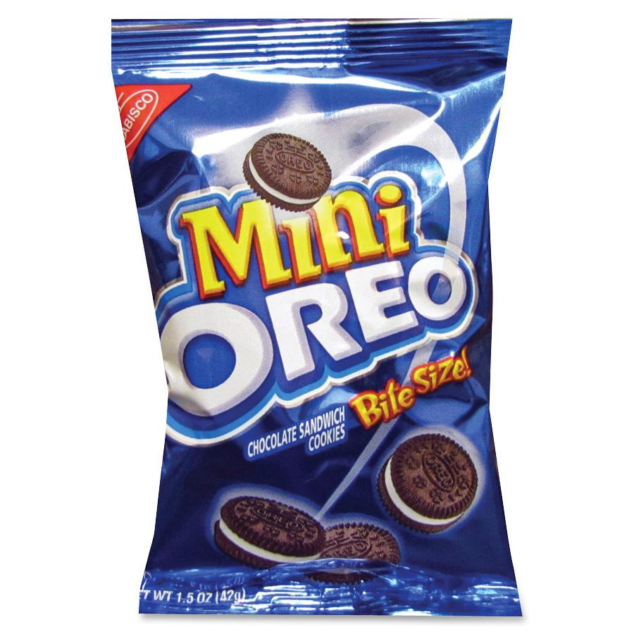 Oreo Mini Chocolate Sandwich Cookies - Vanilla, Chocolate - Packet - 1 Serving Pack - 1.75 oz - 60 / Carton